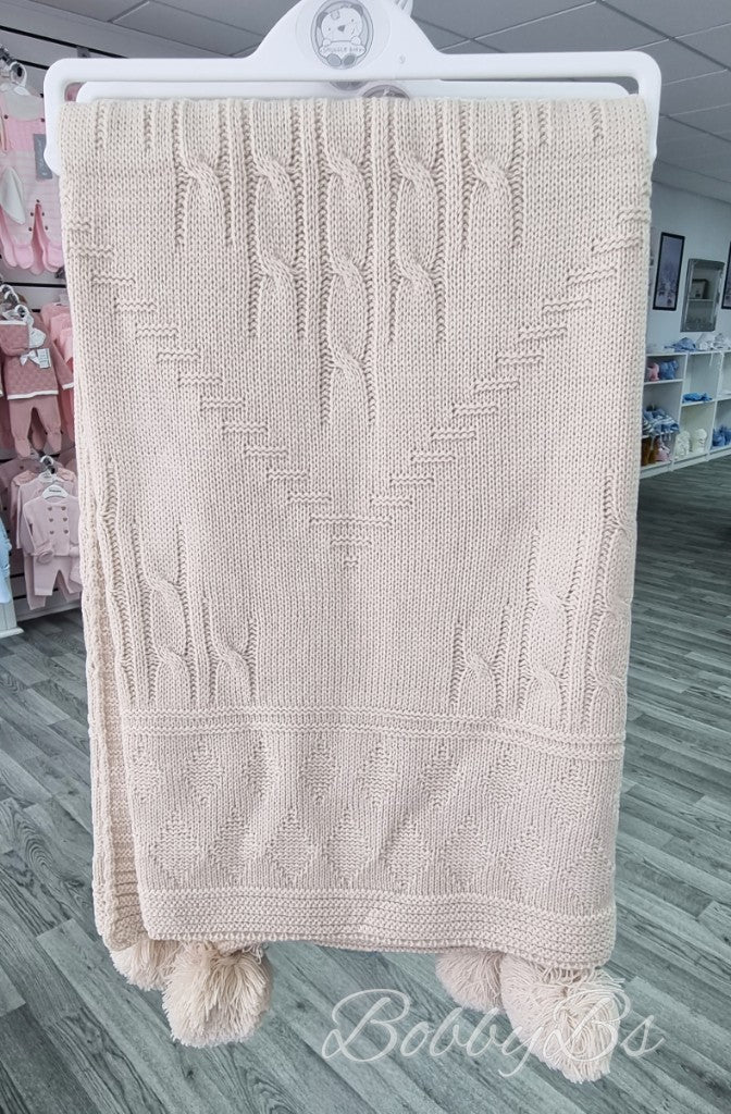 1074 - Knitted Pompom Shawl
