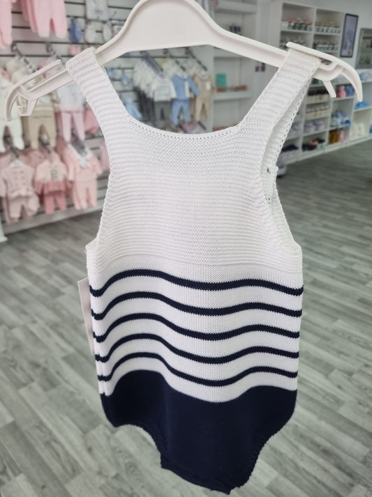 61259 - Navy stripe knit romper