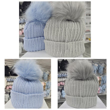 Load image into Gallery viewer, 6086 - Fur ribbed pom hat