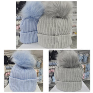 6086 - Fur ribbed pom hat