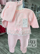 C9022 - Pink Luxury Lace knitted 3PC set