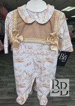 Load image into Gallery viewer, BSB- Beige Double Bow Safari babygrow