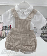 TC100 - Beige Dungaree short set