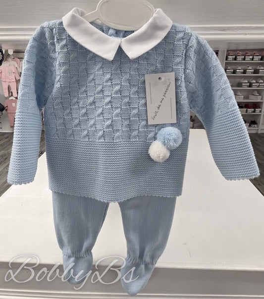 25/7001 -  Blue  First Size 3PC Knitted set