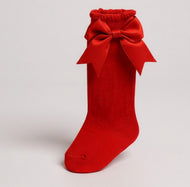 2224 - Knee high red bow sock