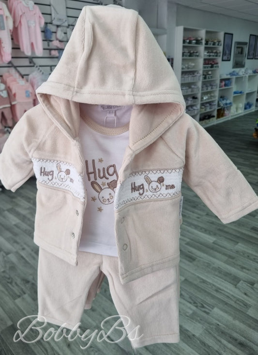 13413 - Beige Velour 3PC trouser set