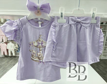 Load image into Gallery viewer, YG47 -  Lilac Carousel frilled short set