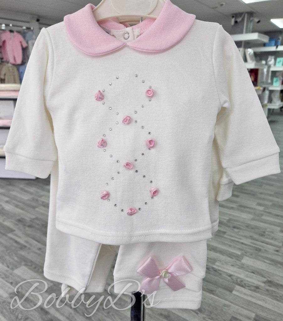 WWT2- Rosebud White trouser set