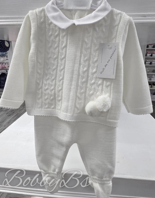 25/1700 - White  First Size 3PC Knitted set
