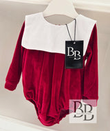 BRVC8 - Red Velvet style traditional Christmas romper