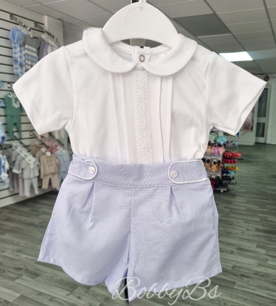 20108 - White & Blue cotton short set