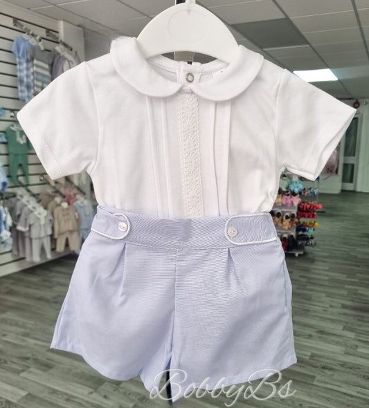 20108 - White & Blue cotton short set