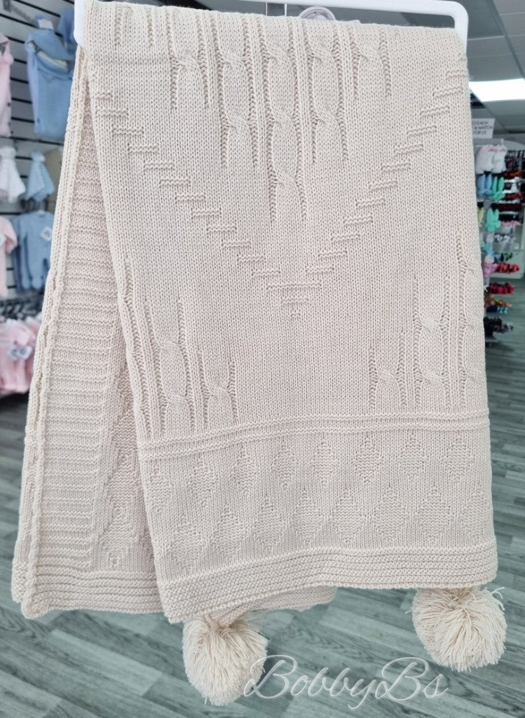 1074 - Knitted Pompom Shawl