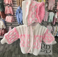 BW62 - Two Tone Cardigan & Bonnet set