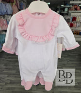 SG210 - White / Pink  velour babygrow