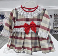 CARLIE - Red & Grey checked dress