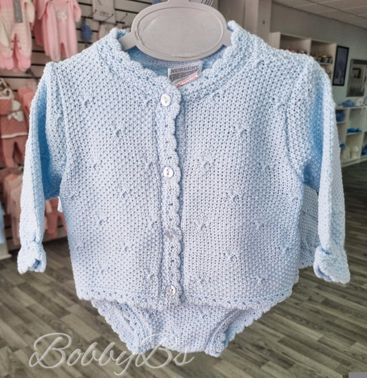 1203 - Baby Blue knitted Jam pants & Cardigan set