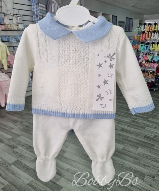 24/899 -White&Blue First Size 3PC Knitted set