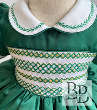 Load image into Gallery viewer, PREORDER - Smocked Emerald Green Smocked dress