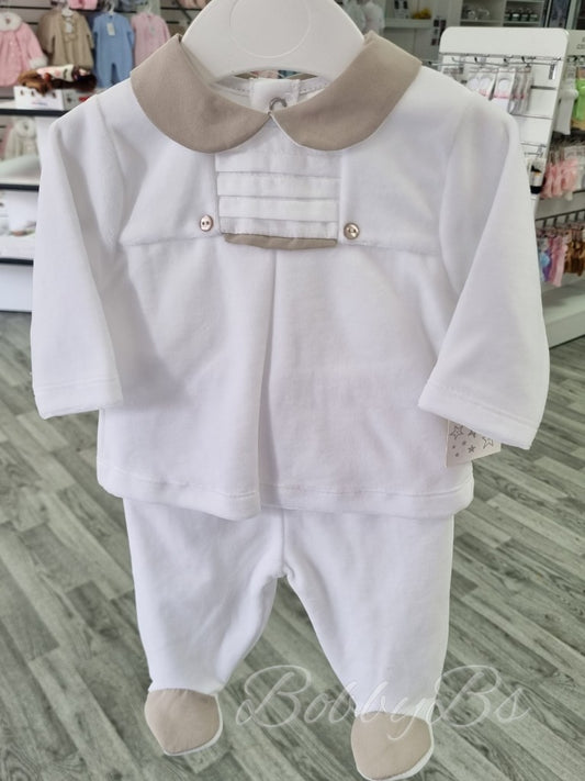 SG215 - White & Beige Velour trouser set