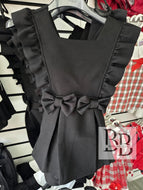 Black School Pinafore double bow