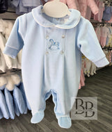 GEORGE- Blue Velour Babygrow