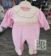 S250 - Pink Quilted velour babygrow