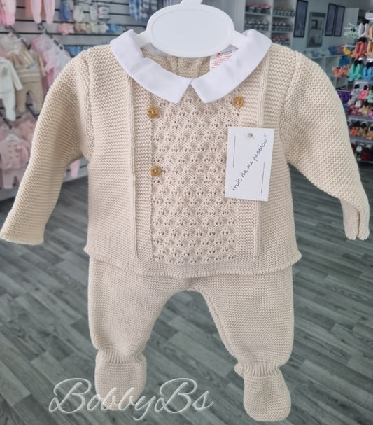 24/179 -Beige First Size 3PC Knitted set
