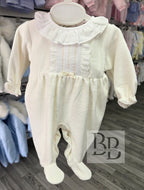 HANNAH - Ivory Velour Babygrow