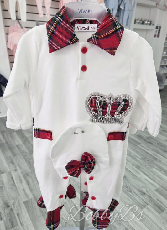 1505- Tartan Crown Babygrow