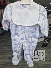 Load image into Gallery viewer, BSB3 - Blue bib  Safari babygrow