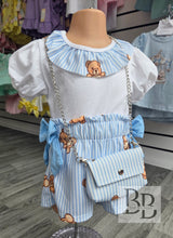 Load image into Gallery viewer, T76 - Girls Blue Teddy Short set (1YR-10YR)