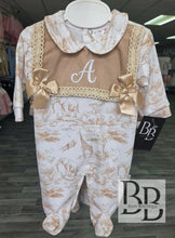 Load image into Gallery viewer, BSB- Beige Double Bow Safari babygrow