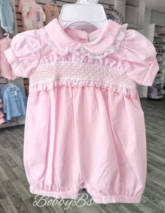 6256 - Pink Smocked romper
