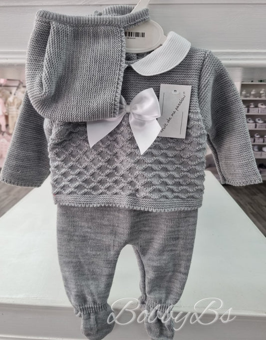 22/701 - Grey First Size 3PC Knitted set
