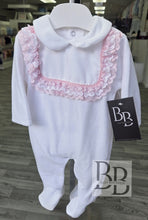 Load image into Gallery viewer, SG235 - White &amp; Pink velour babygrow