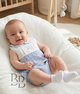 SG72 - Blue stripe cotton romper