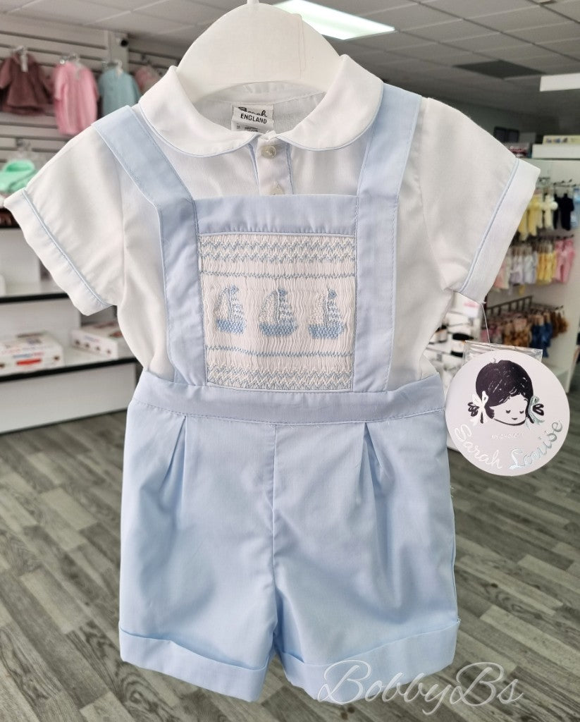 C4002- Sarah Louise Blue Sailor smock short set