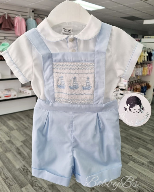 C4002- Sarah Louise Blue Sailor smock short set