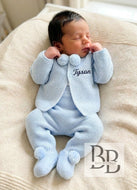 C7050 - Blue Pompom Knitted set