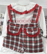 M002 - Tartan lace smocked short set