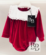 GRVC8 - Red Velvet style traditional Christmas romper
