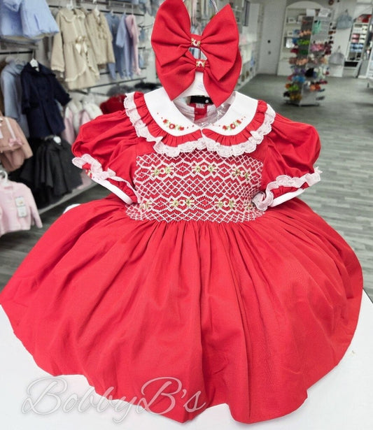 RWW2- Red Smocked dress