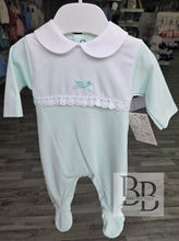 Load image into Gallery viewer, SG274C  - White &amp; Mint cotton babygrow