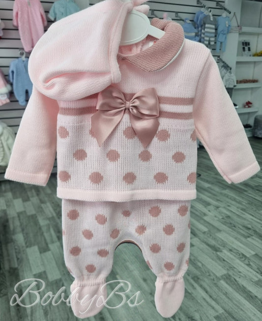 24/2110 -  Dusty Pink First Size 3PC Knitted set