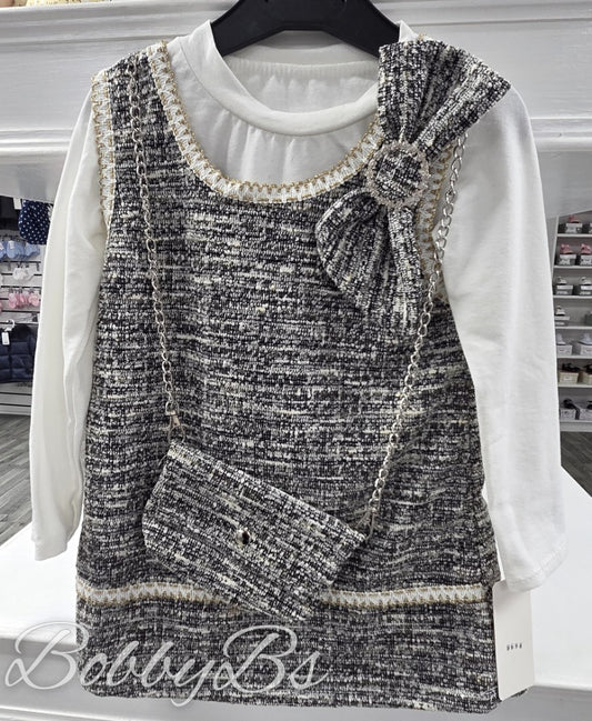 640 - Grey Tweed Dress set