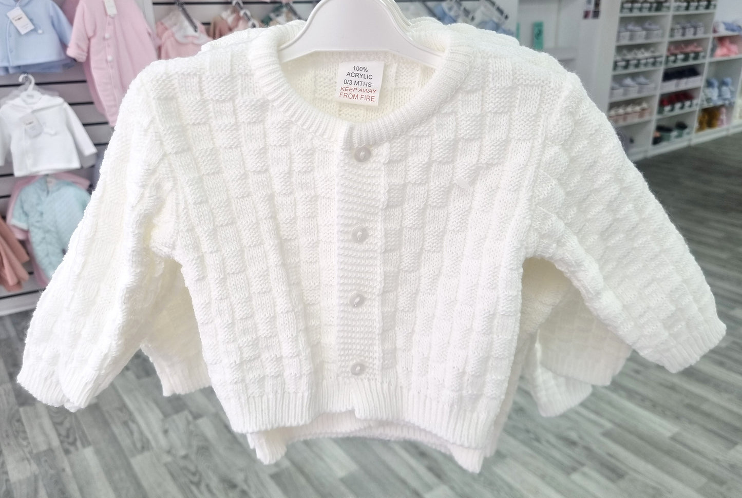 755 - White Round Neck cardigan