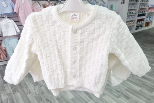 755 - White Round Neck cardigan