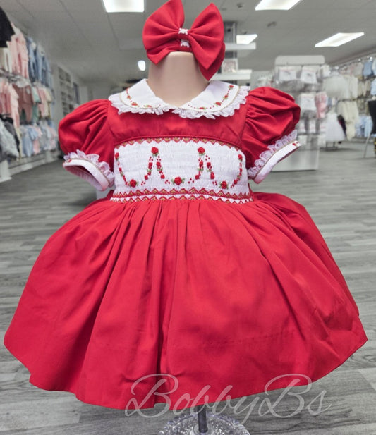 RWW4- Red Smocked dress