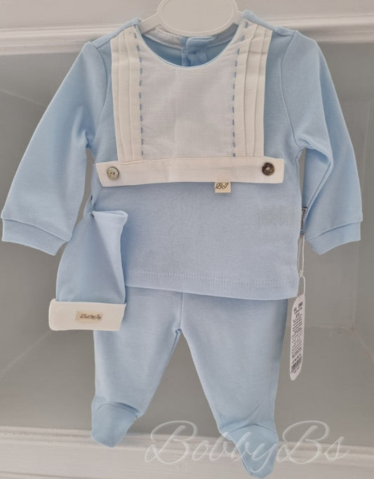 BJ3265B - Blue Cotton trouser set